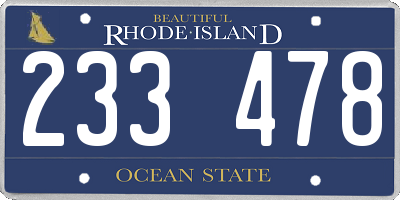 RI license plate 233478