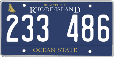 RI license plate 233486