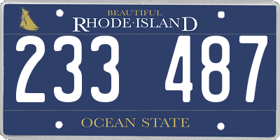 RI license plate 233487