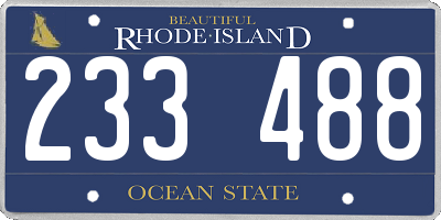 RI license plate 233488