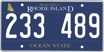 RI license plate 233489