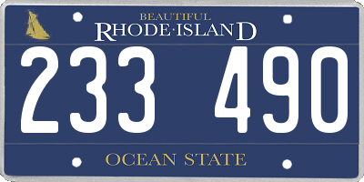 RI license plate 233490