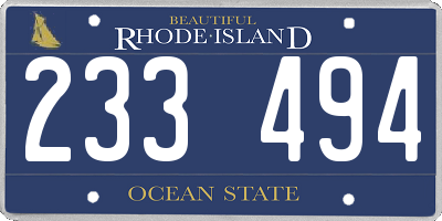 RI license plate 233494