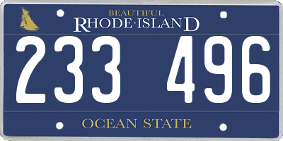 RI license plate 233496