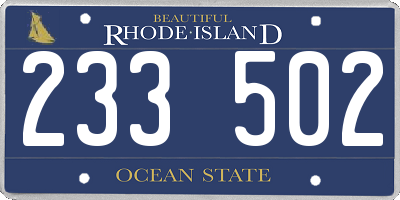 RI license plate 233502