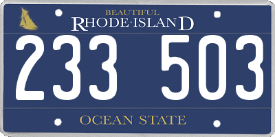 RI license plate 233503
