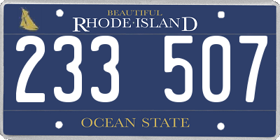 RI license plate 233507