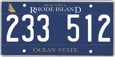 RI license plate 233512