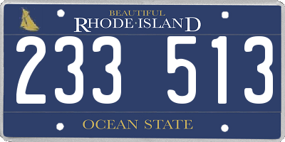 RI license plate 233513