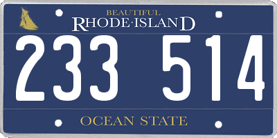 RI license plate 233514
