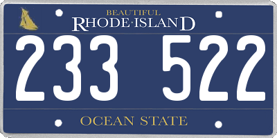 RI license plate 233522