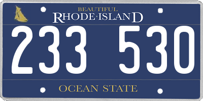 RI license plate 233530
