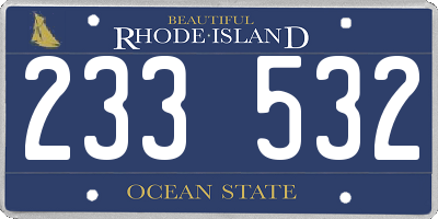 RI license plate 233532
