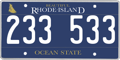 RI license plate 233533