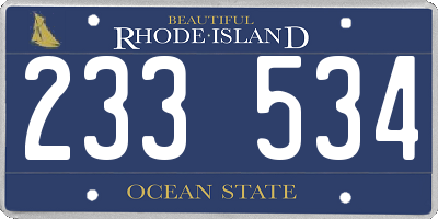 RI license plate 233534