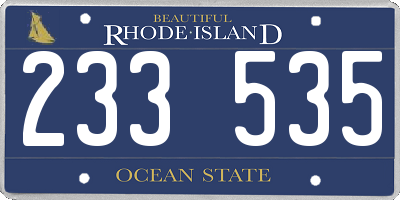 RI license plate 233535