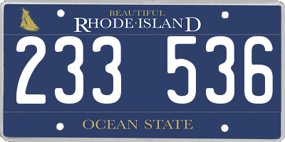 RI license plate 233536
