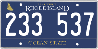 RI license plate 233537