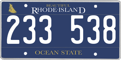 RI license plate 233538