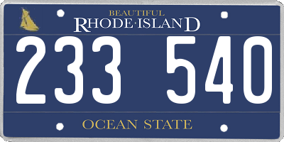 RI license plate 233540