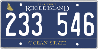 RI license plate 233546