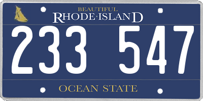 RI license plate 233547