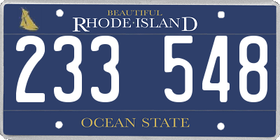 RI license plate 233548