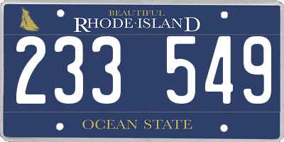 RI license plate 233549