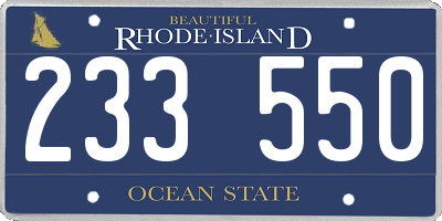 RI license plate 233550
