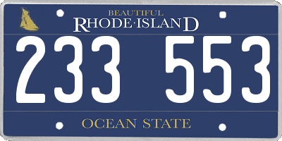 RI license plate 233553