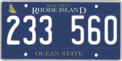 RI license plate 233560
