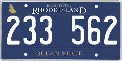 RI license plate 233562