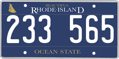 RI license plate 233565