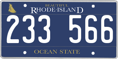 RI license plate 233566