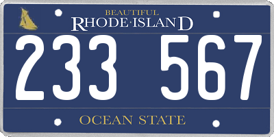 RI license plate 233567