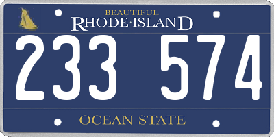 RI license plate 233574