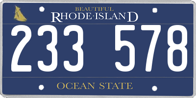 RI license plate 233578
