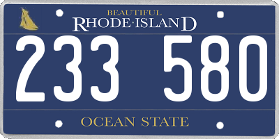 RI license plate 233580