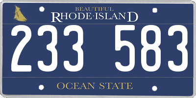 RI license plate 233583