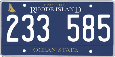 RI license plate 233585