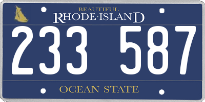 RI license plate 233587