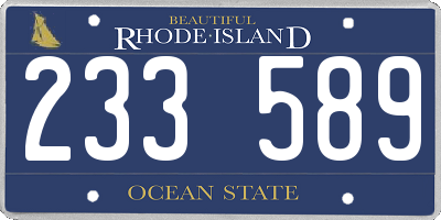 RI license plate 233589