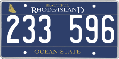 RI license plate 233596