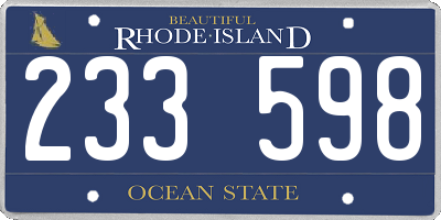 RI license plate 233598