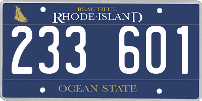 RI license plate 233601