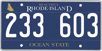 RI license plate 233603