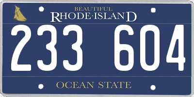 RI license plate 233604