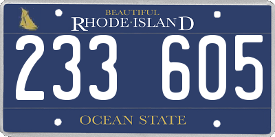 RI license plate 233605