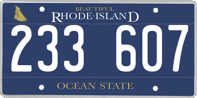 RI license plate 233607