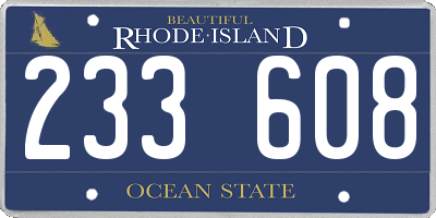 RI license plate 233608